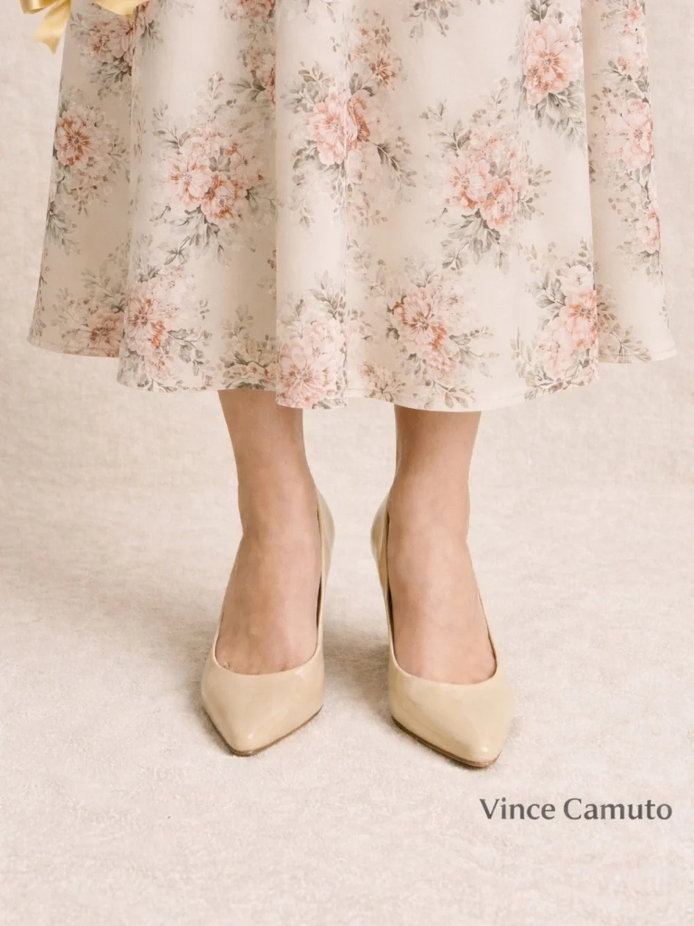 Vince Camuto Karala Patent Almond Toe Pumps Cream 7 Medium